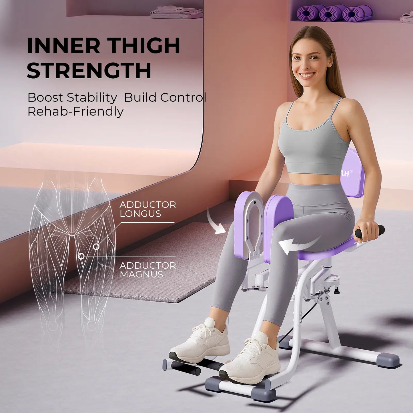 Hip Abductor Machine for Home Gym | Inner Thigh & Glute Trainer | Adjustable Resistance Leg Exercising Workout Equipment for Women