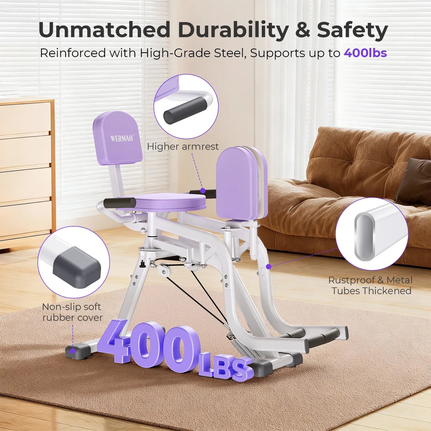 Hip Abductor Machine for Home Gym | Inner Thigh & Glute Trainer | Adjustable Resistance Leg Exercising Workout Equipment for Women