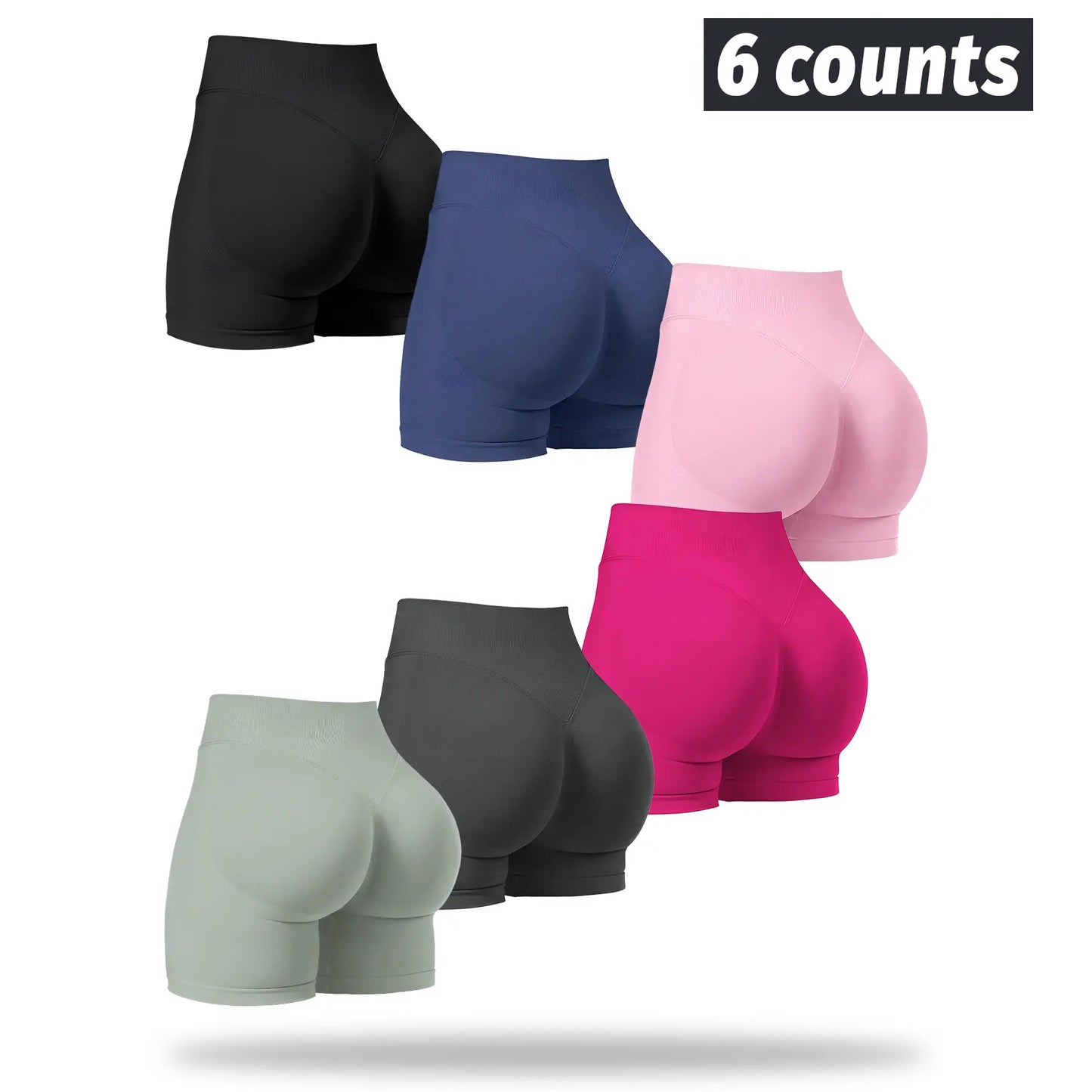 NVWA Women'S 6-Piece Seamless High-Waist Workout Set, Nylon Blend Tight-Fit BBL Booty Biker Shorts, Cooling Quick-Drying Women'S Clothes for Athleisure & Gym Training, Workout Sets Women,Summerwins,Summeroutfits,Vacationoutfits,Beachoutfits