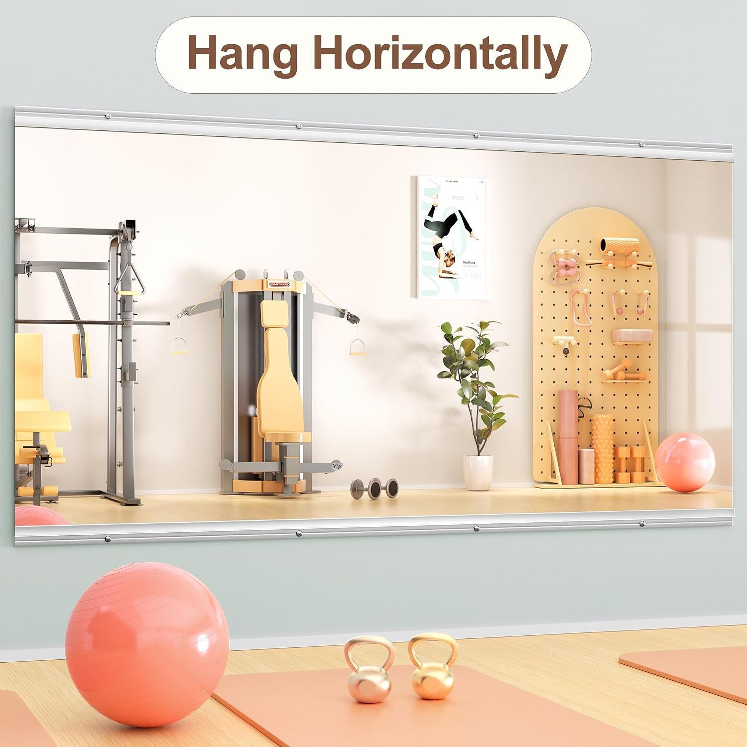 Home Gym Mirror 71" L X 32" W - 1PC Large Full Body Mirror for Yoga, Fitness, Garage, Dance Studio, Wall-Mounted, 0.16In Tempered Glass Frameless