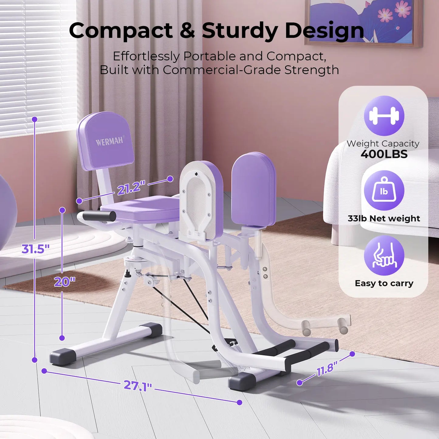 Hip Abductor Machine for Home Gym | Inner Thigh & Glute Trainer | Adjustable Resistance Leg Exercising Workout Equipment for Women