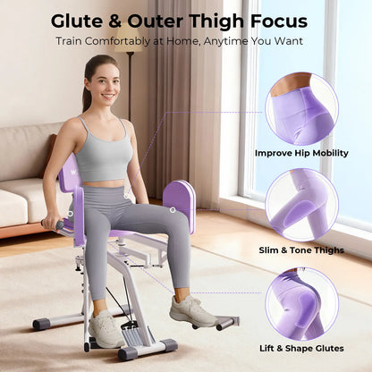 Hip Abductor Machine for Home Gym | Inner Thigh & Glute Trainer | Adjustable Resistance Leg Exercising Workout Equipment for Women